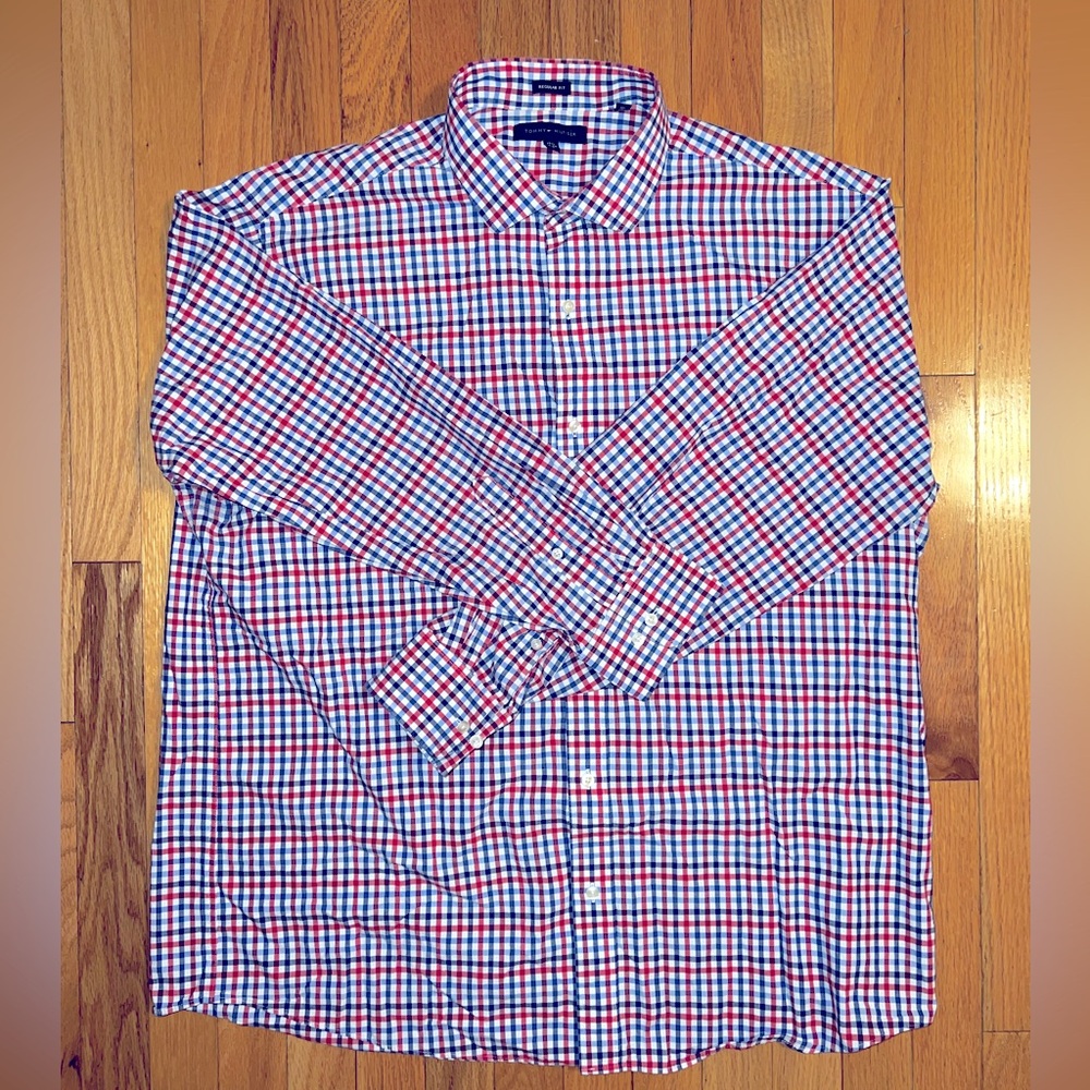 Tommy Hilfiger Men’s XL Button Shirt - blue and red check, good condition